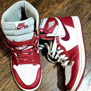 Nike Air Red and White High-Top Sneakers